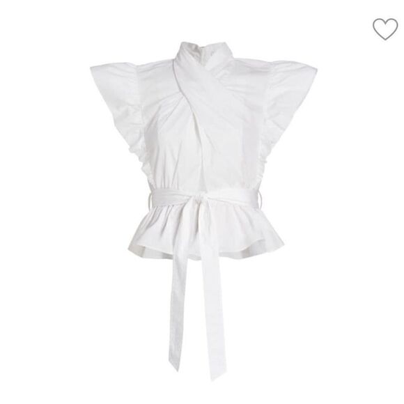 DEREK LAM 10 CROSBY Brynn Ruffle Wrap Top Missing belt - Picture 2 of 7